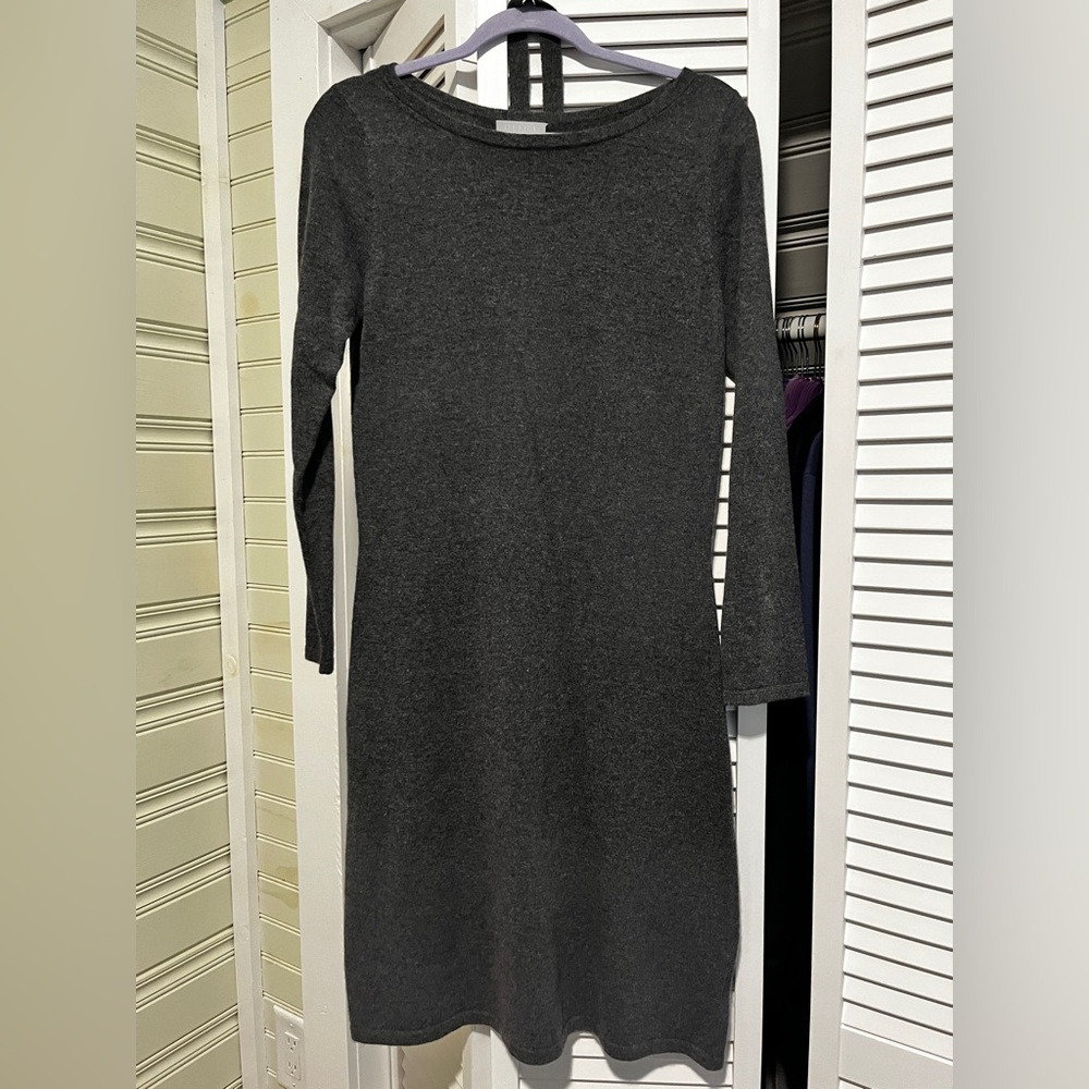 Pure Collection Dark Gray Long Sleeve Cashmere Dress